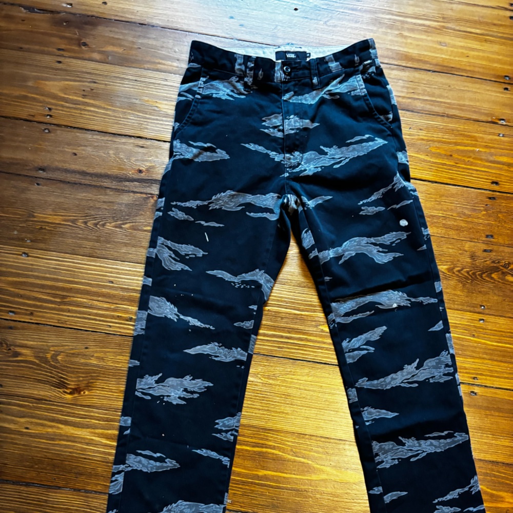Vans Black and Gray Camouflage Pants